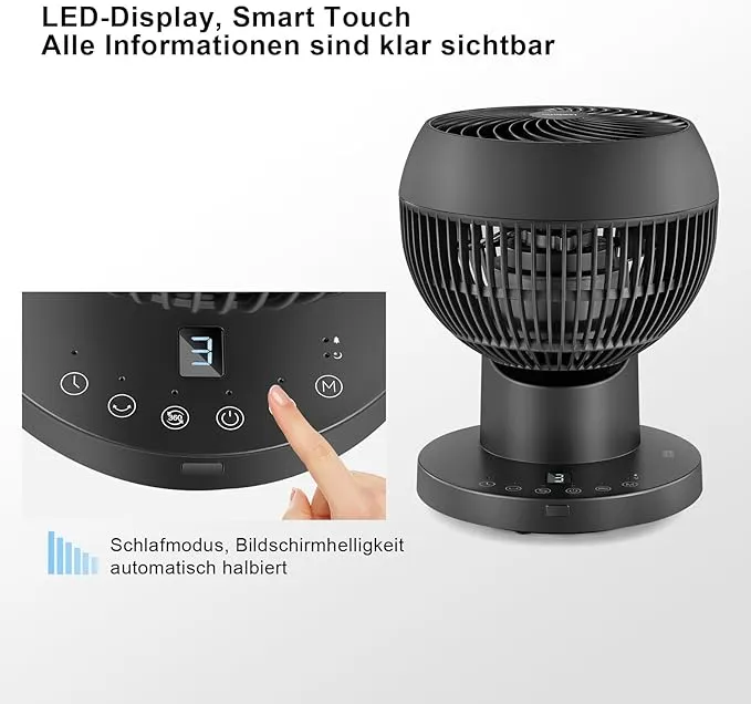 Tischventilator mit Fernbedienung - 32W Leiser Ventilator 