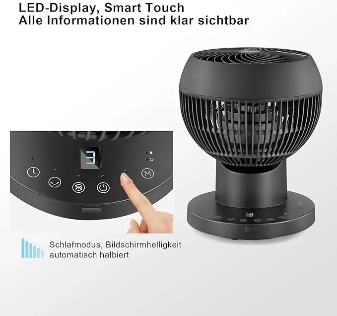 Tischventilator mit Fernbedienung - 32W Leiser Ventilator 