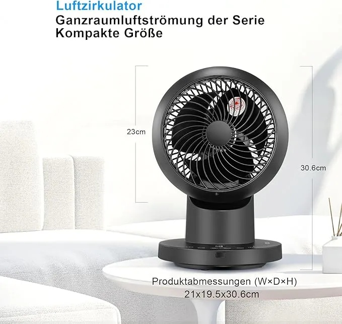 Tischventilator mit Fernbedienung - 32W Leiser Ventilator 
