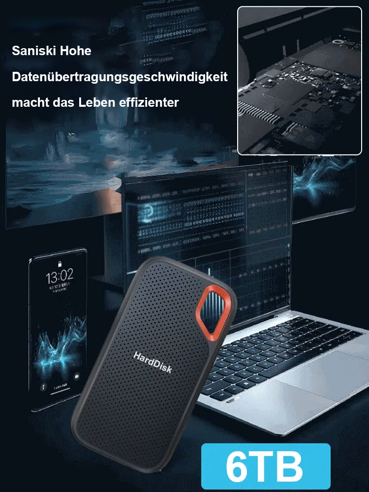 【Kleiner, leichter und schneller】Mobile Hochgeschwindigkeits-Solid-State-Festplatte🚀Wasserdicht, staubdicht und sturzsicher