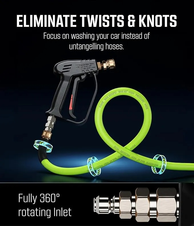 Short Pressure Washer Gun with Swivel - High Pressure Water Handle 