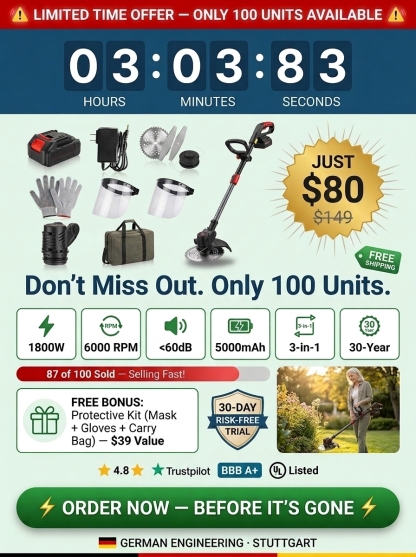 🚀Mow 5X Faster:  Clear 100㎡ in 3 Mins Without Ever Bending Over! No More Repeat Passes! 