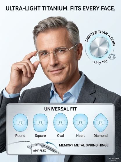 Light-sensitive colour-changing zoom rimless presbyopia glasses 【Men's and women's models】