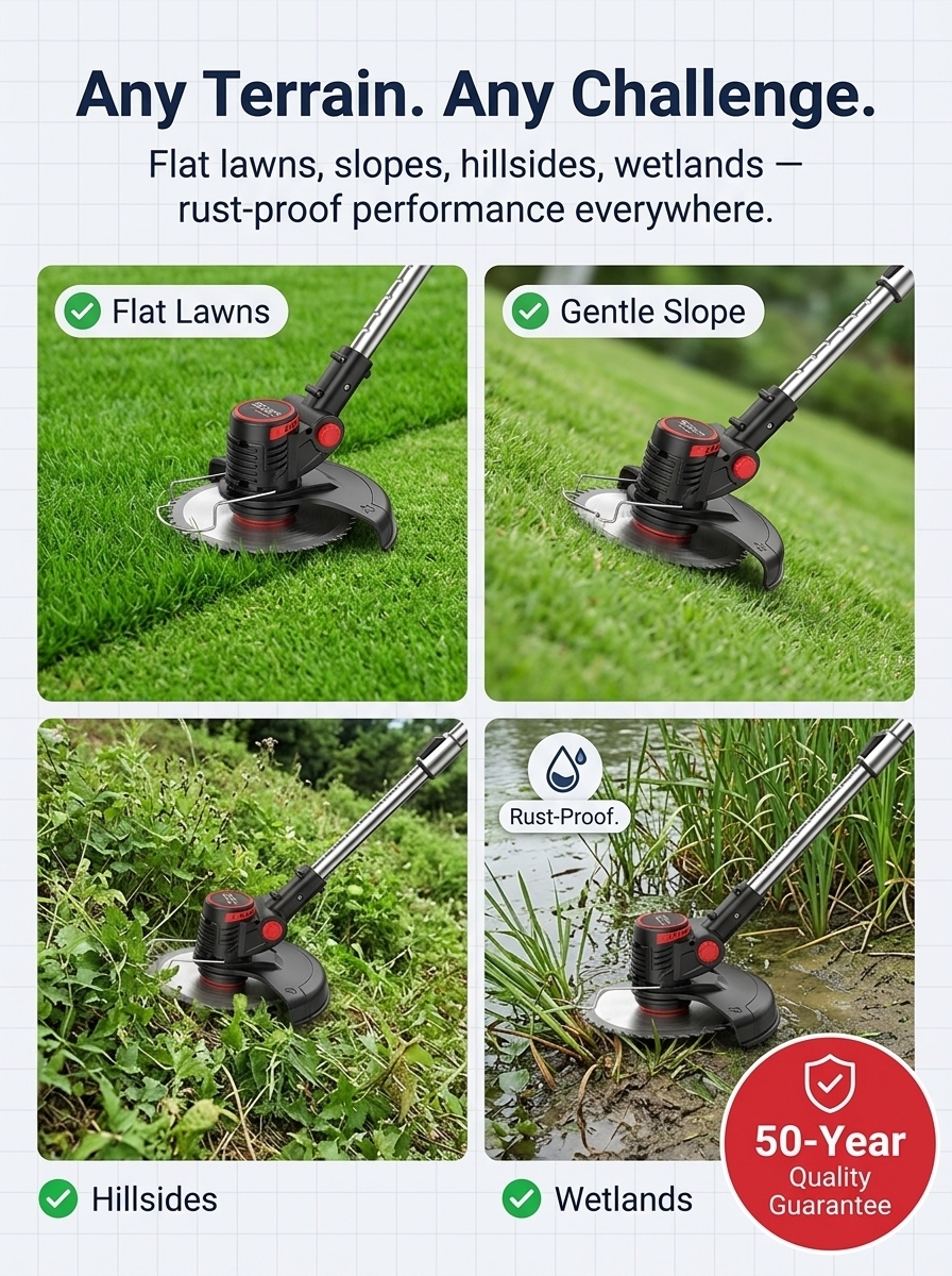 【Ultra-long Endurance】Electric Folding Lawn Mower丨Clear 10 Acres in One Morning