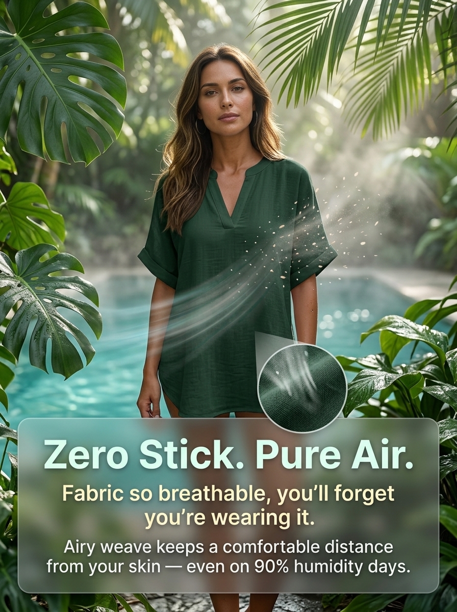 Hot-Weather Approved 100% Pure Cotton V-Neck Top - 80% OFF Flash Sale + 30-Day Risk-Free Full Refund