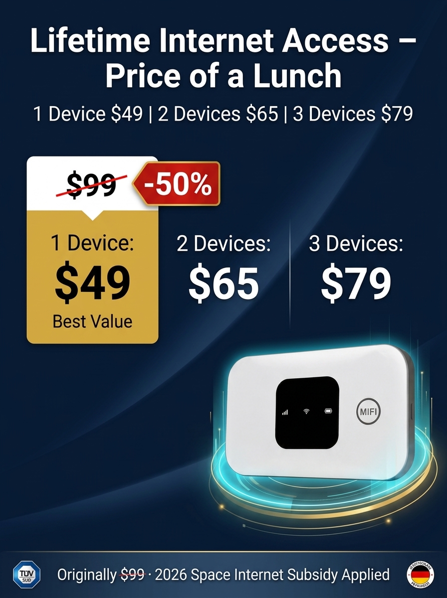 One-Time Purchase for Lifetime Free Global 5G+ Internet
