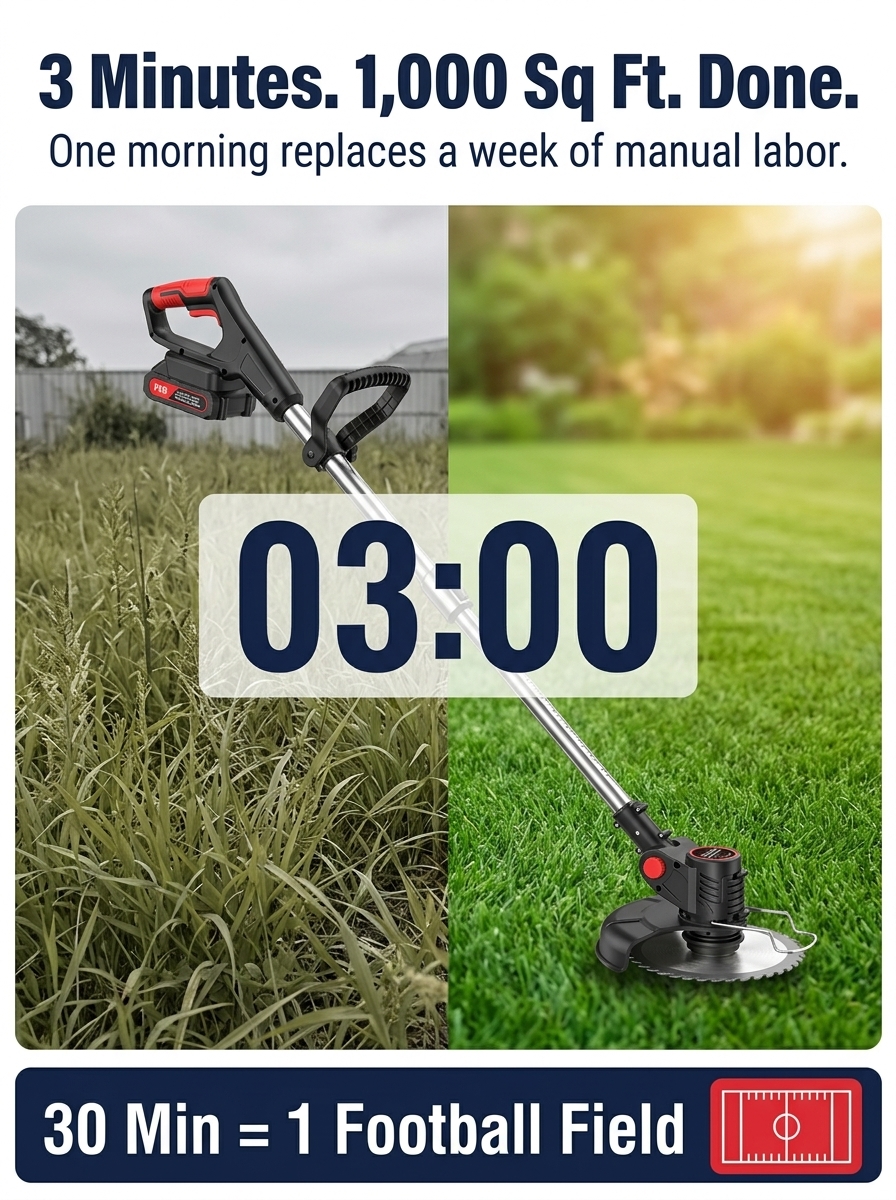 【Ultra-long Endurance】Electric Folding Lawn Mower丨Clear 10 Acres in One Morning