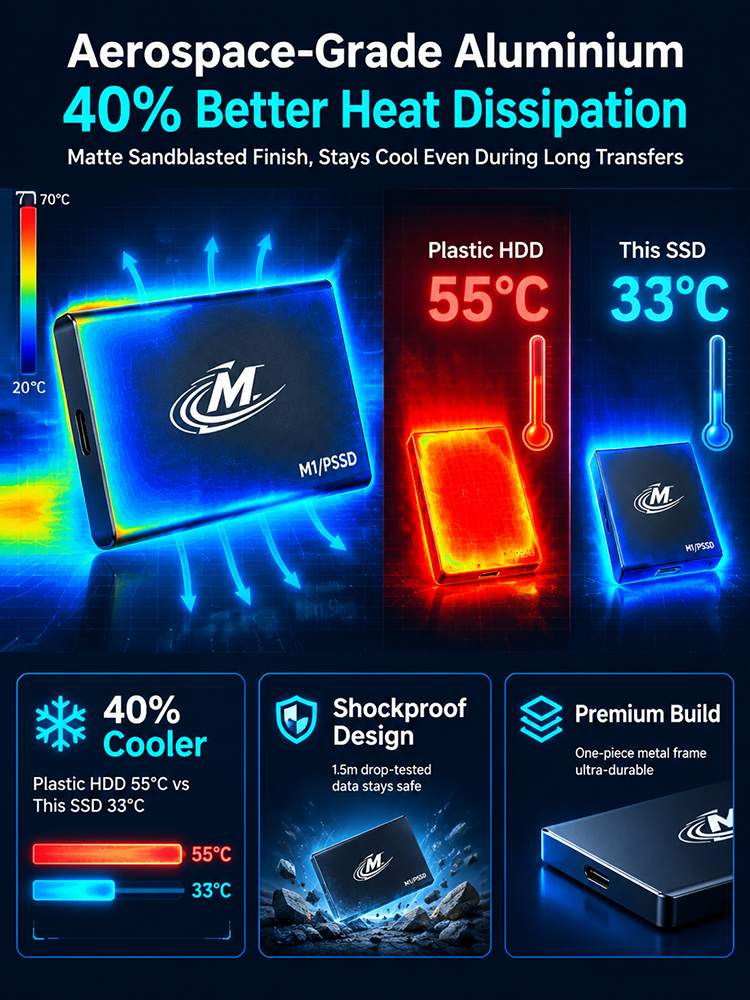 [Thin + Fast + Large] M1 Ultra-Thin, High-Speed Portable Hard Drive