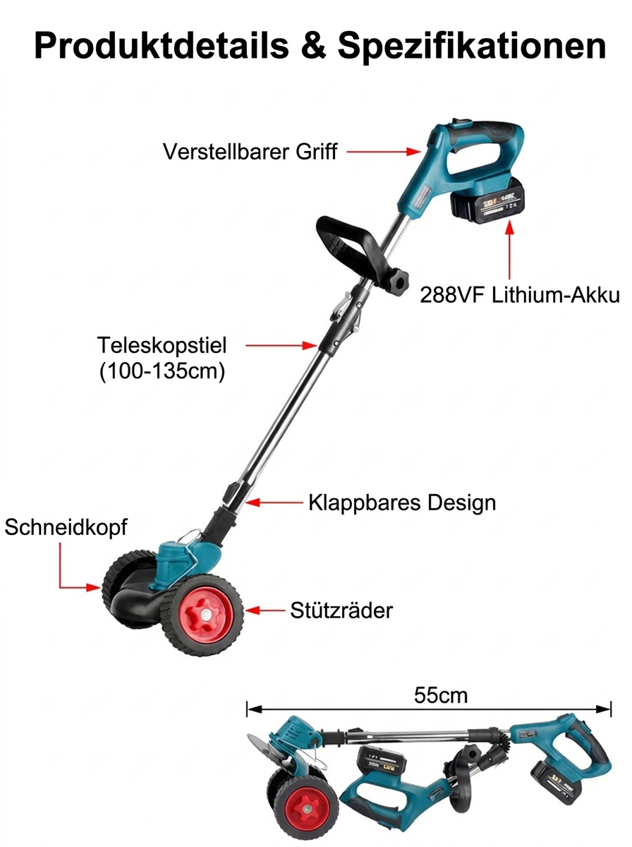 Klappbarer Lithium-Unkrautentferner