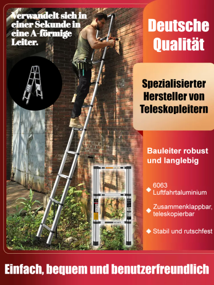 500 kg belastbare Mehrzweck-Teleskopleiter mit über einer Million verkauften Exemplaren