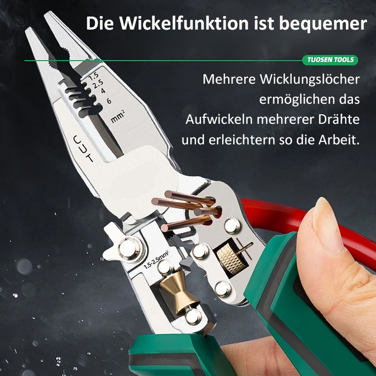 【Zehn in einem】Multifunktionale, scharfzüngige Kraftmess- und Abisolierzange