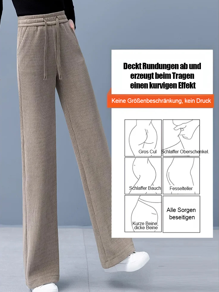 Hose mit weitem Bein und gepolstertem Komfort, um den Bauch zu bedecken und die Länge der Beine zu z