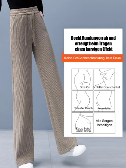 Hose mit weitem Bein und gepolstertem Komfort, um den Bauch zu bedecken und die Länge der Beine zu z