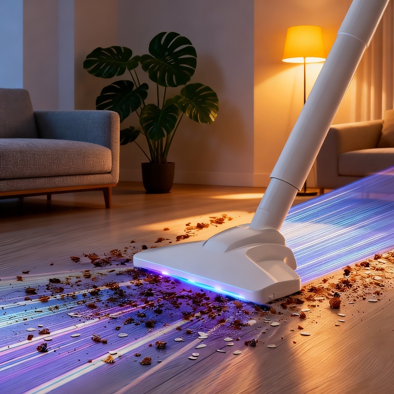 Leistungsstarker kabelloser Staubsauger im Wohnzimmer