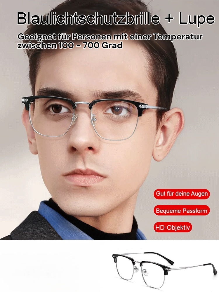 Automatische Zoom-Augenbrauenhalterung Blaulichtschutz Lesebrille