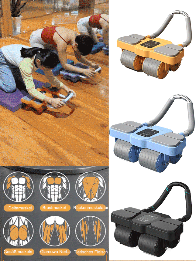 Automatischer Rückprall vier Runden Bauchmuskeltraining Rad + Yogamatte