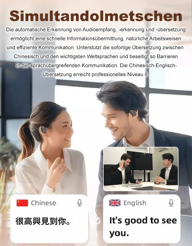 AI-Echtzeitübersetzung Offene Ohrhörer