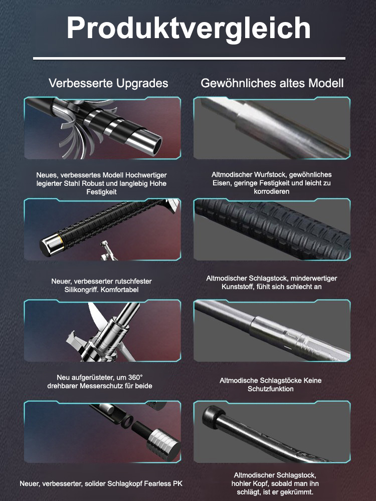 Multifunktionaler ausziehbarer Selbstverteidigungsstock für Outdoor-Aktivitäten