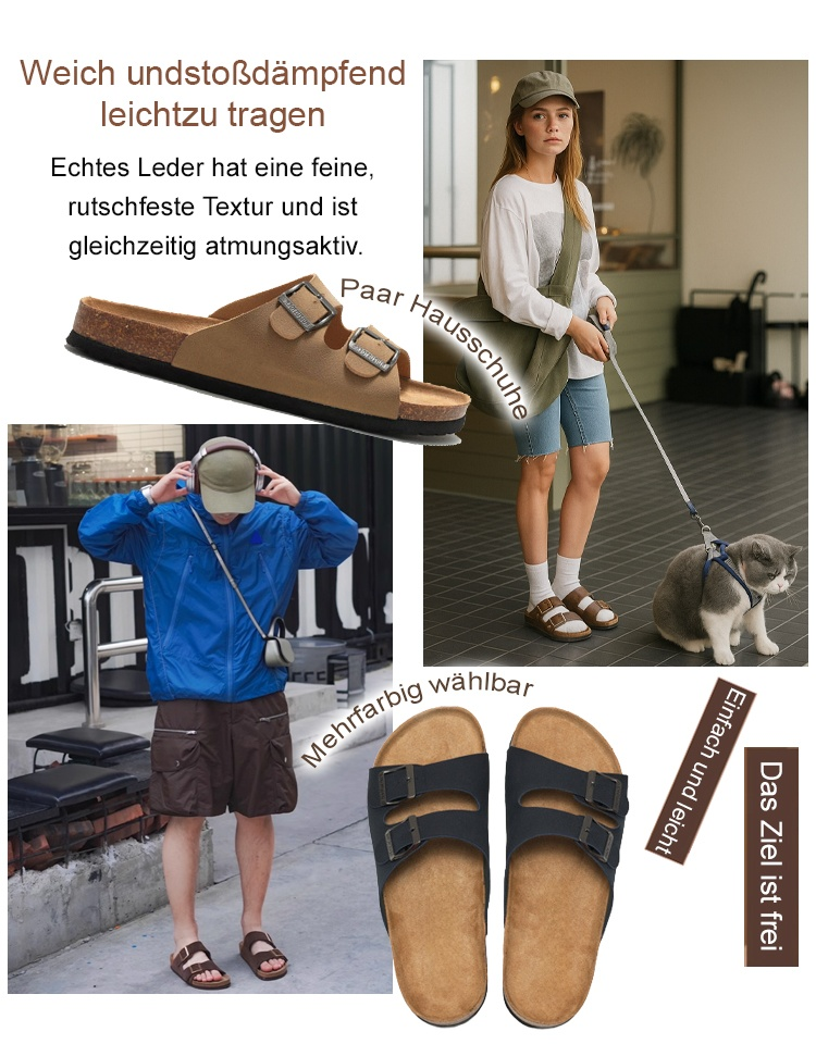 Wildleder-Kork-Sohlen-Paare Hausschuhe