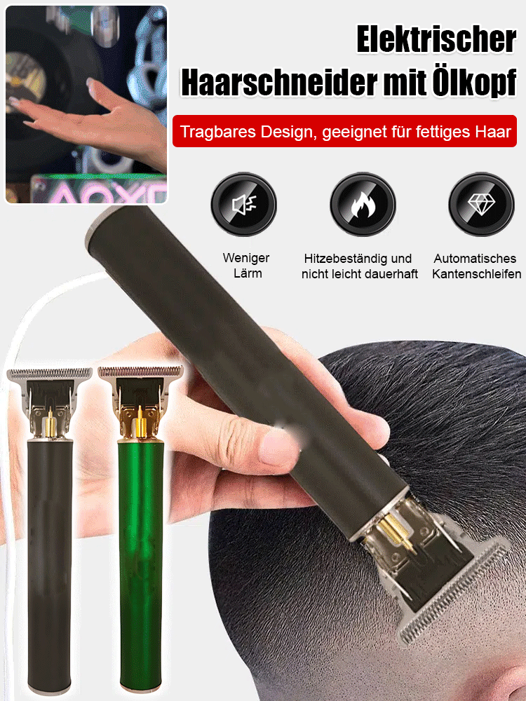 【Geräuschlos und ohne Hängen】Elektrischer Haarschneider für Ölkopf & Gravur