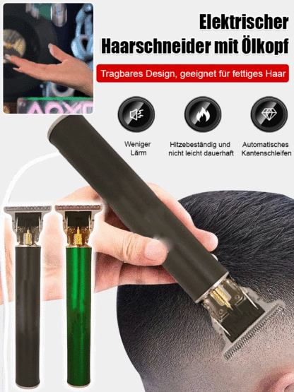 【Geräuschlos und ohne Hängen】Elektrischer Haarschneider für Ölkopf & Gravur