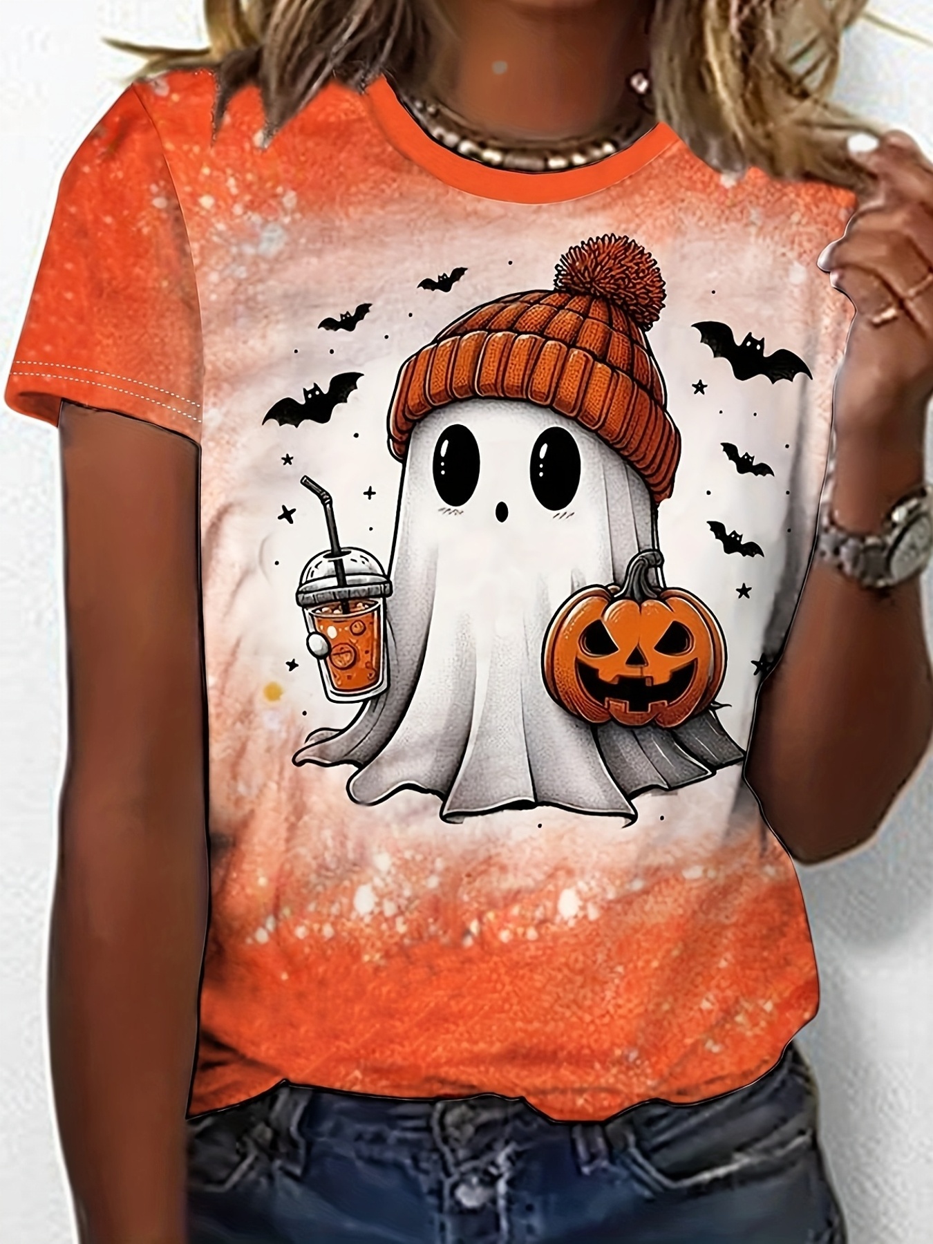 Halloween Ghost Print T-Shirt