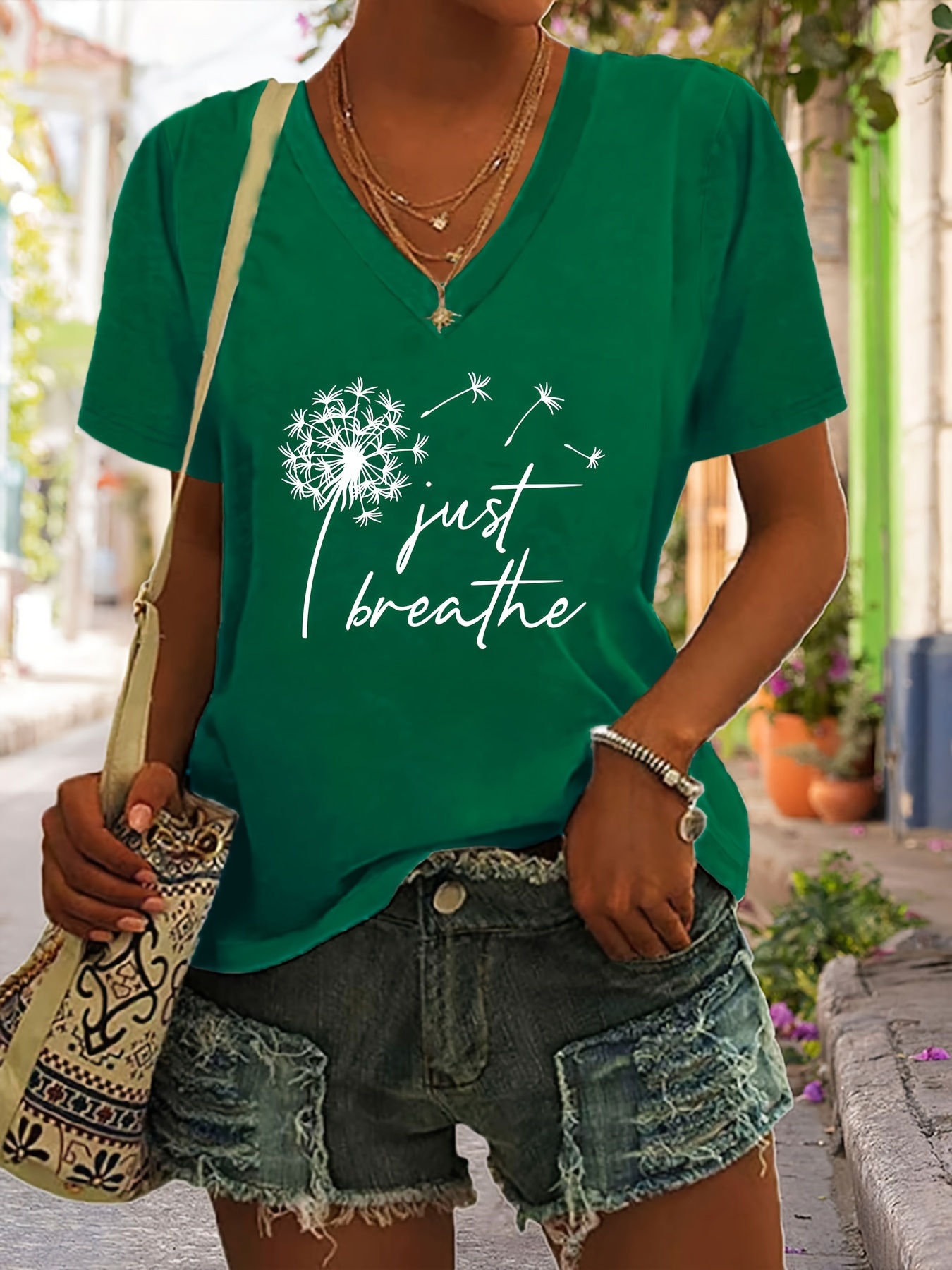 V Neck Short Sleeve Summer Casual Top