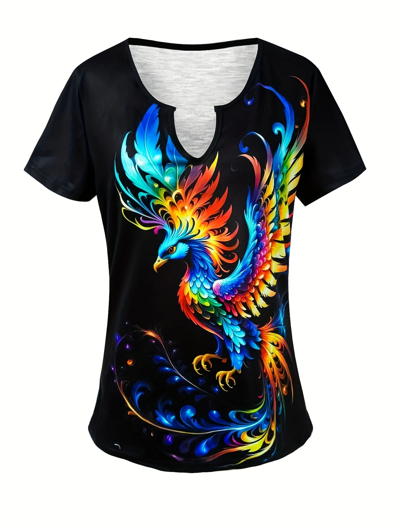Women's Elegant Printed V Neck Short Sleeve T-Shirt