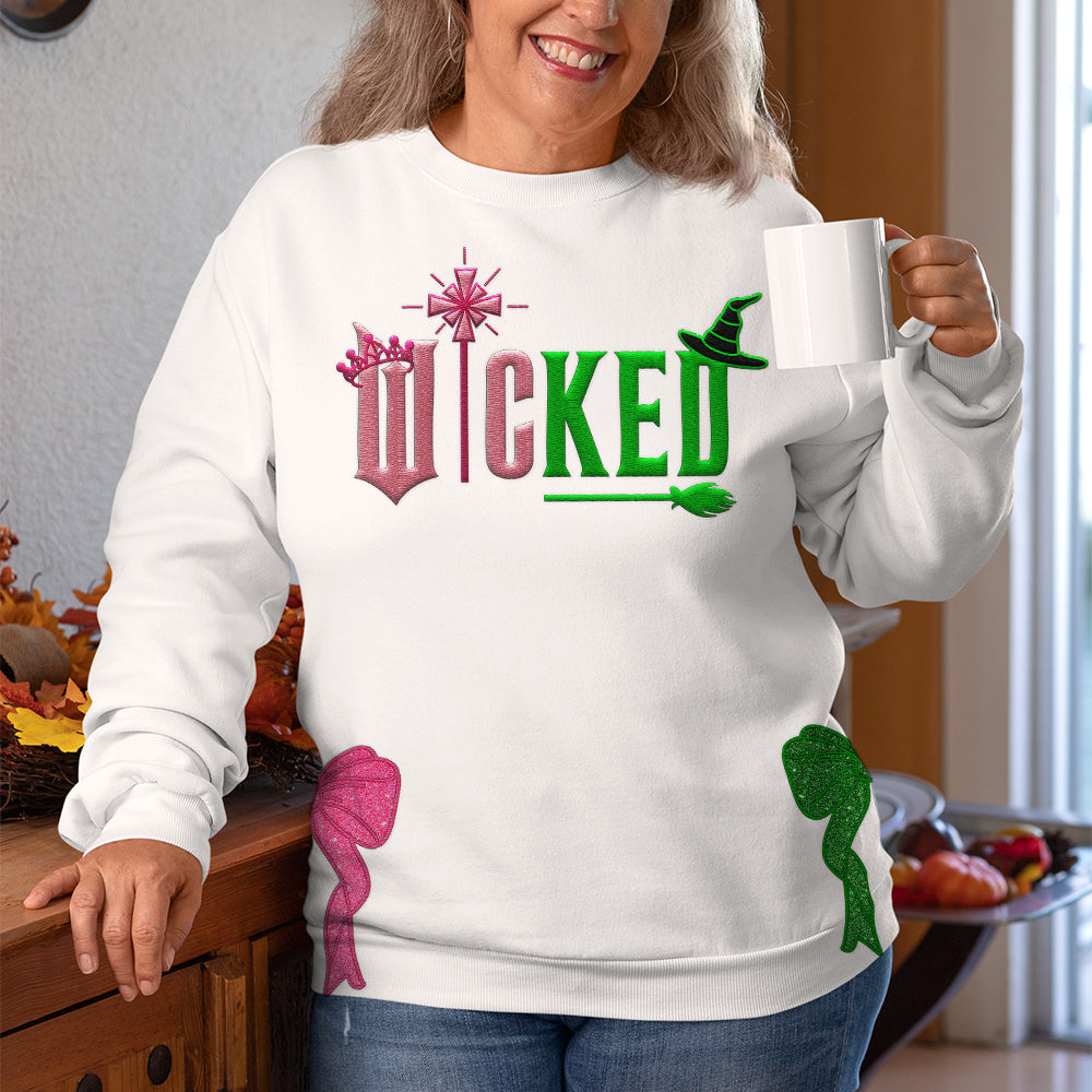 Glitter Embroidered Sweatshirt with Side Bow - Gift for Wick