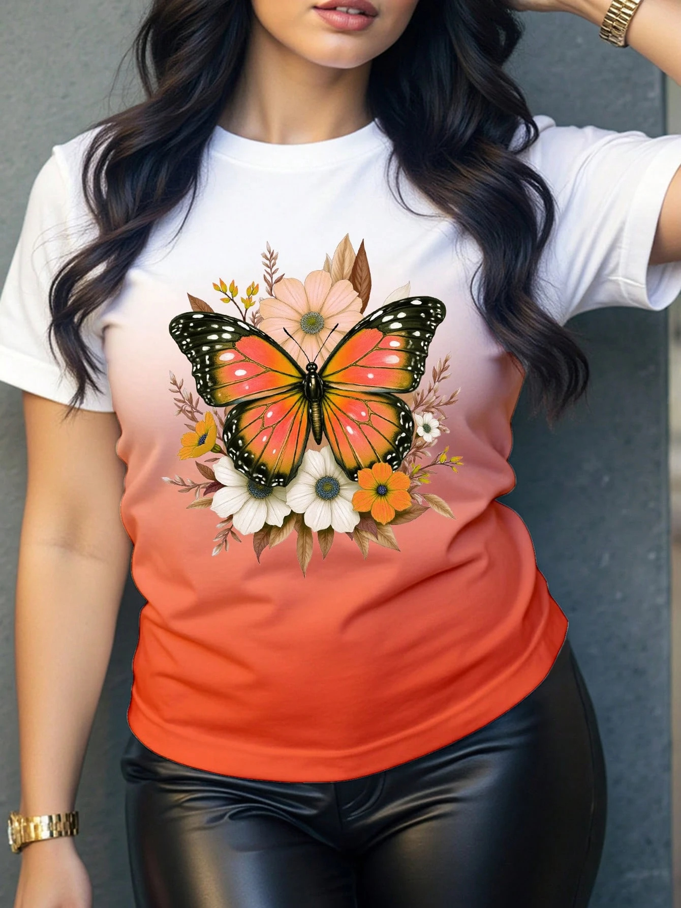 Women's Summer Short Sleeve Butterfly Casual T-Shirt,