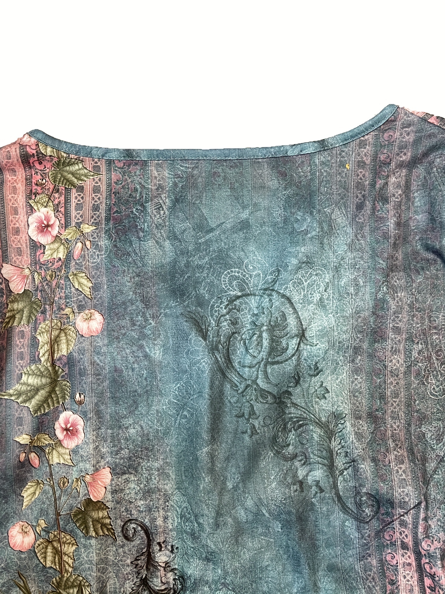 Women's Floral Print Button Front V-Neck T-Shirt with Flutter Sleeves