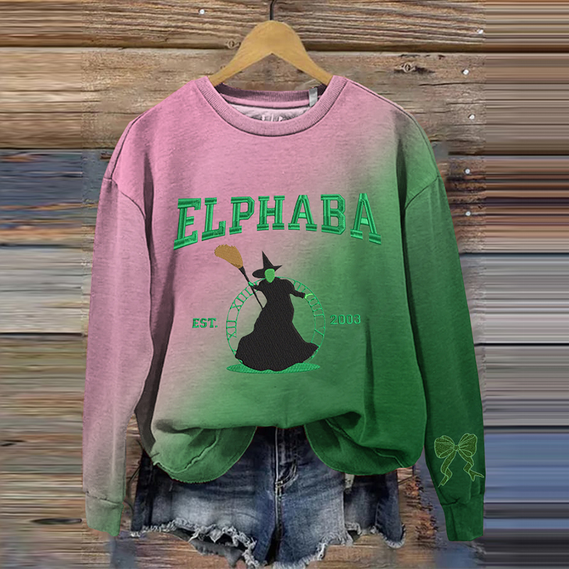 Vintage Witch & Princess Embroidered Casual Sweatshirt