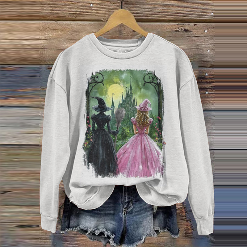 Vintage Movie Inspired Witch & Princess Casual Sweatshirt