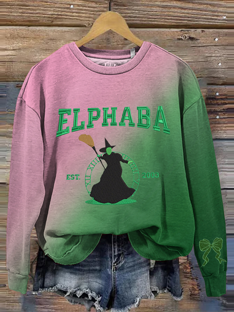 Vintage Witch & Princess Embroidered Casual Sweatshirt