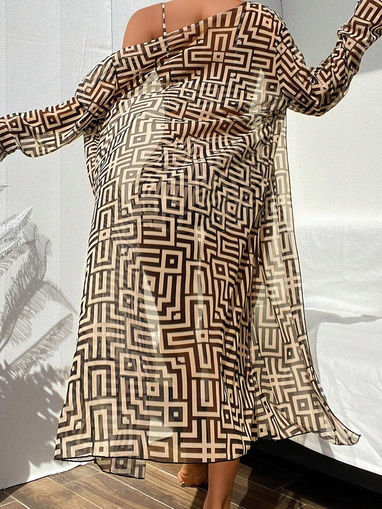 Women's Bikini Set With Random Printed Cover-Up, 3pcs/Set 