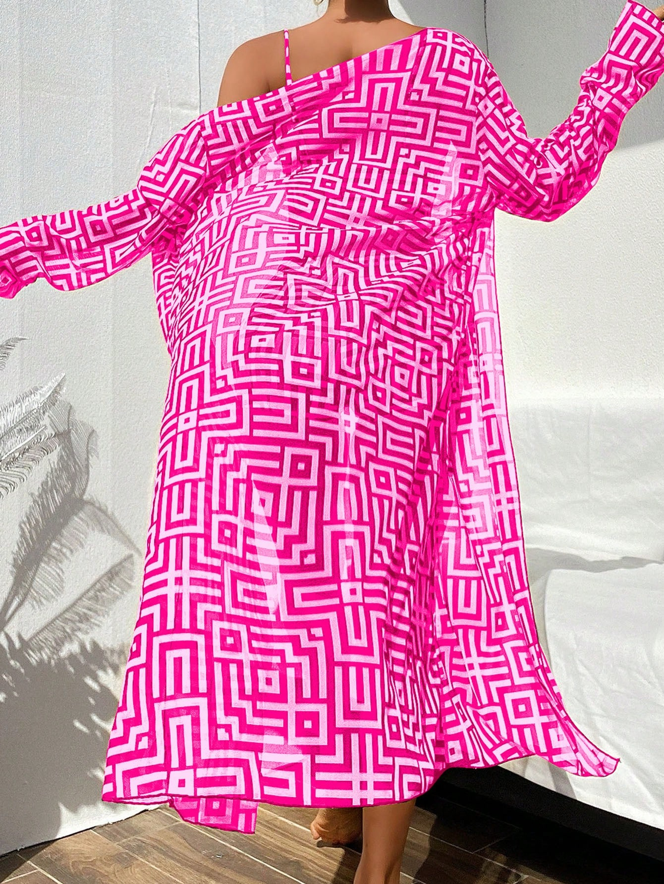 Women's Bikini Set With Random Printed Cover-Up, 3pcs/Set 