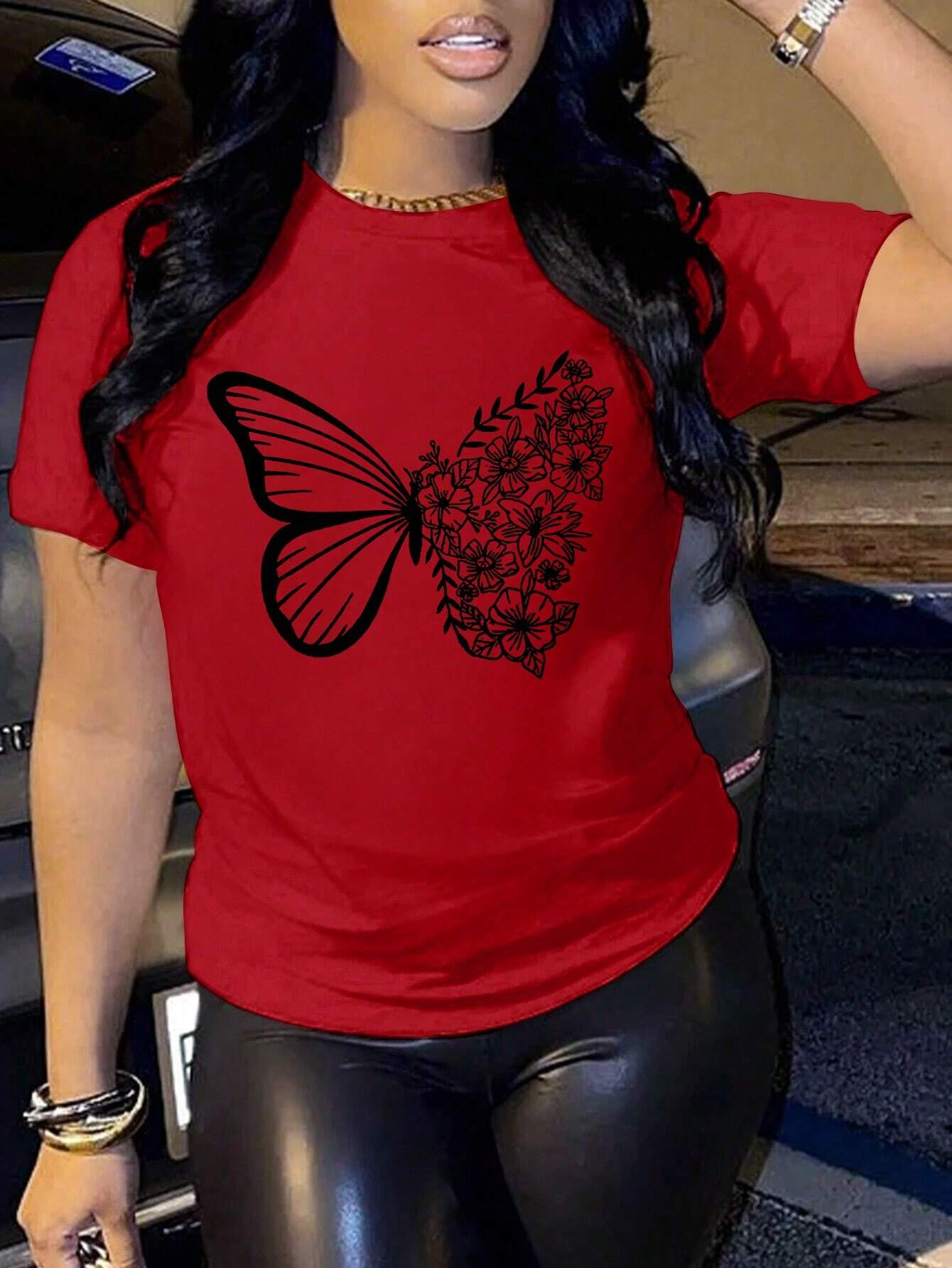 Women's Summer Short Sleeve Butterfly Casual T-Shirt,