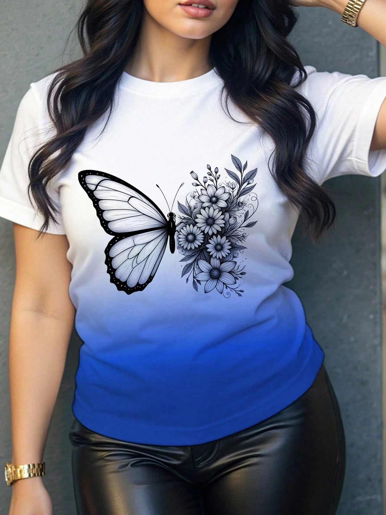 Women's Summer Short Sleeve Butterfly Casual T-Shirt,