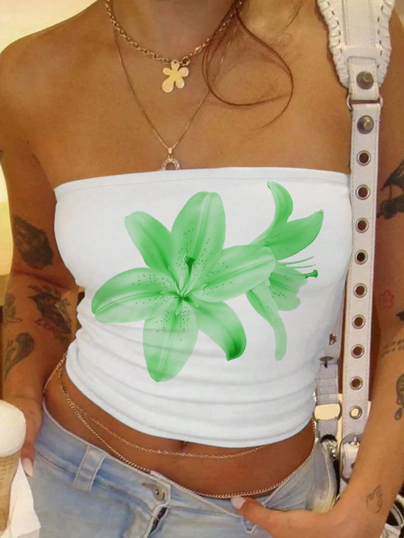 Women's Floral Print Simple Style Everyday White Tube Top