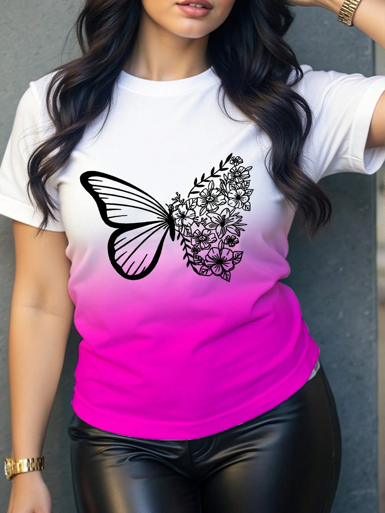 Women's Summer Short Sleeve Butterfly Casual T-Shirt,