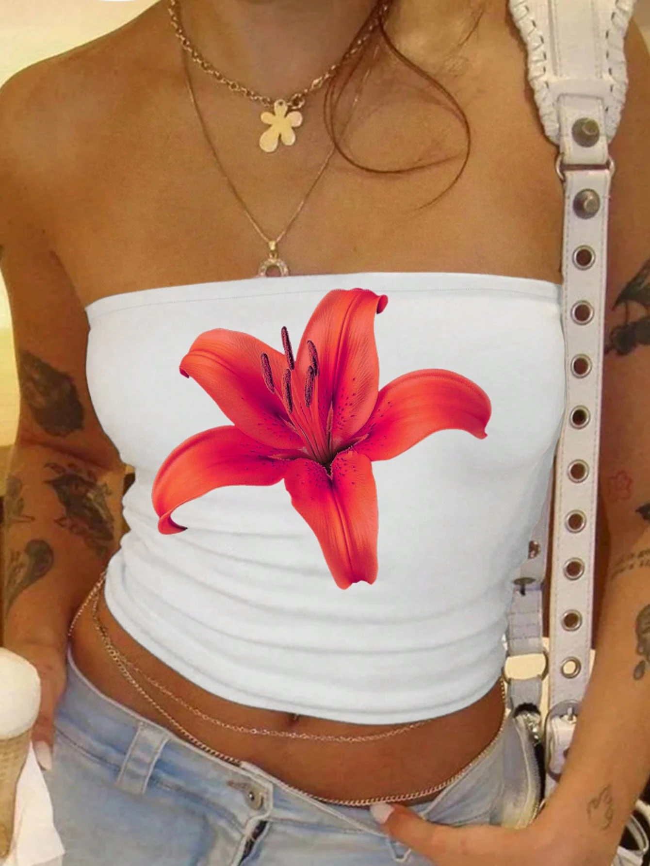 Women's Floral Print Simple Style Everyday White Tube Top