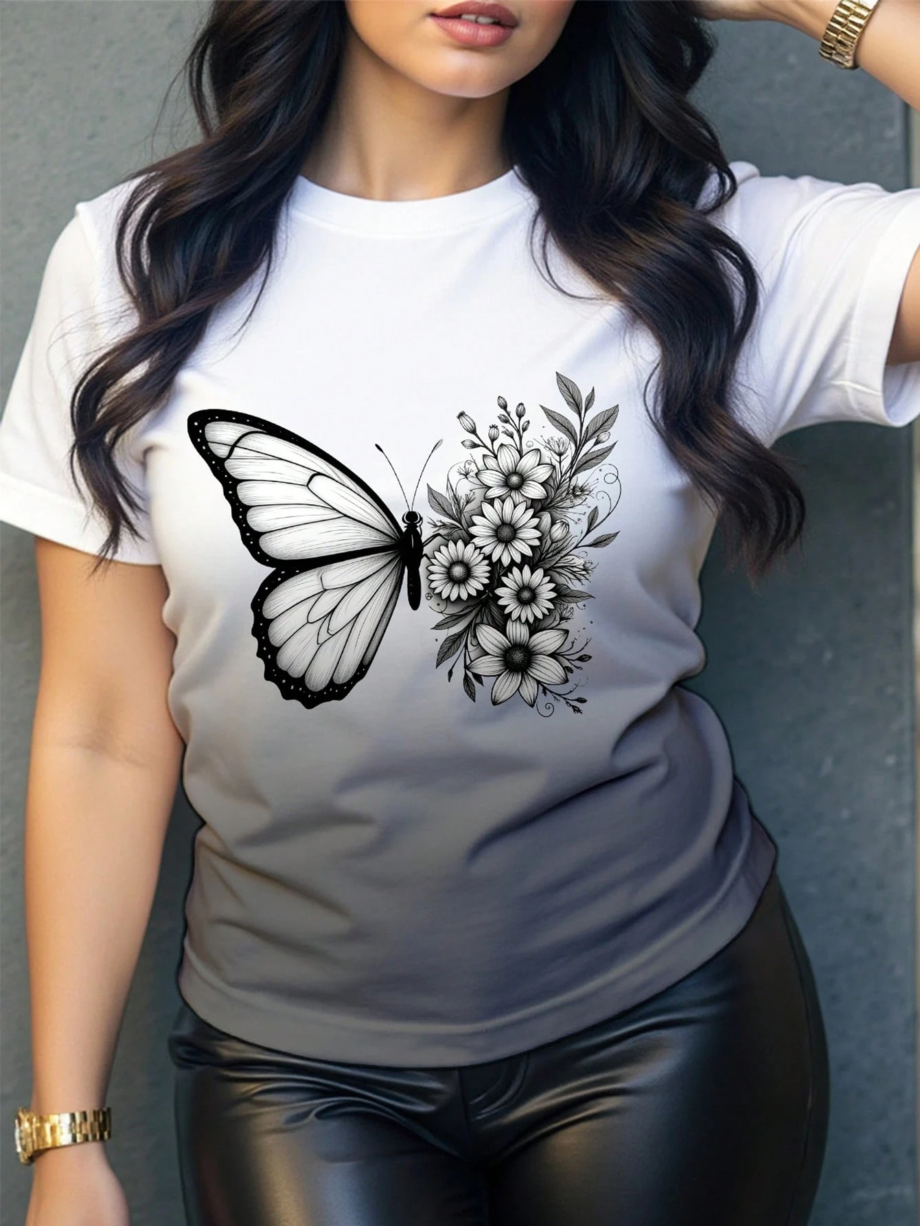 Women's Summer Short Sleeve Butterfly Casual T-Shirt,