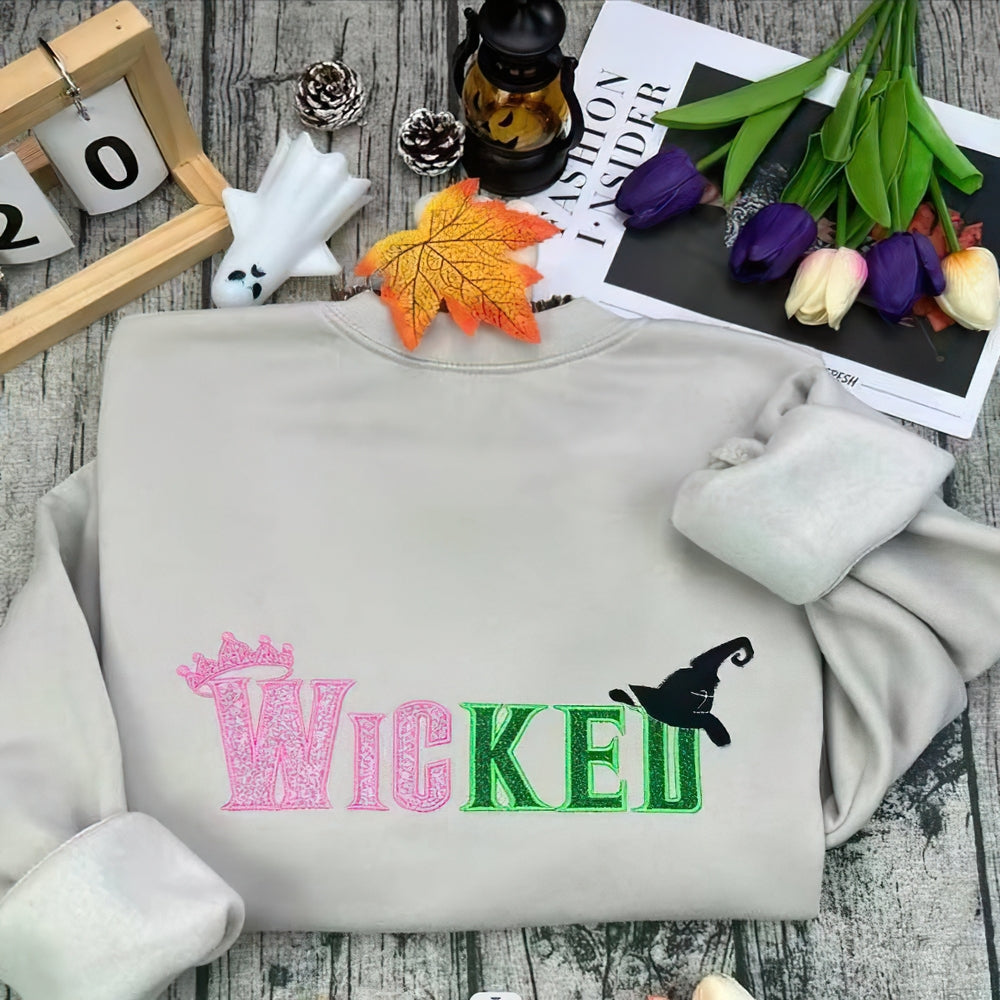 Glitter Embroidered Sweatshirt with Side Bow - Gift for Wick