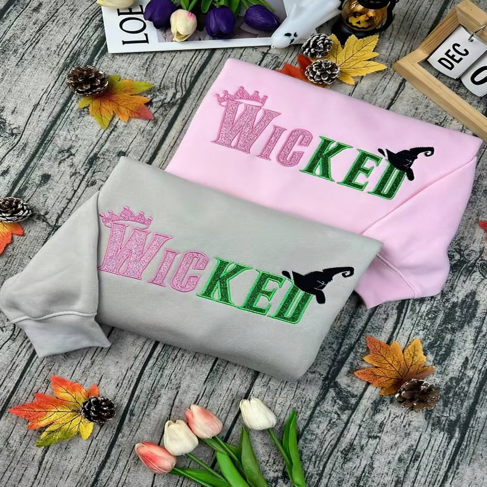 Glitter Embroidered Sweatshirt with Side Bow - Gift for Wick