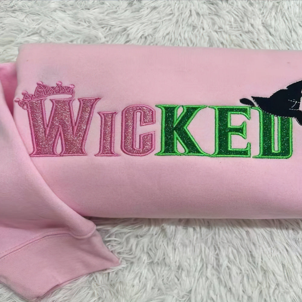 Glitter Embroidered Sweatshirt with Side Bow - Gift for Wick