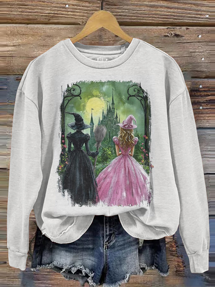 Vintage Movie Inspired Witch & Princess Casual Sweatshirt