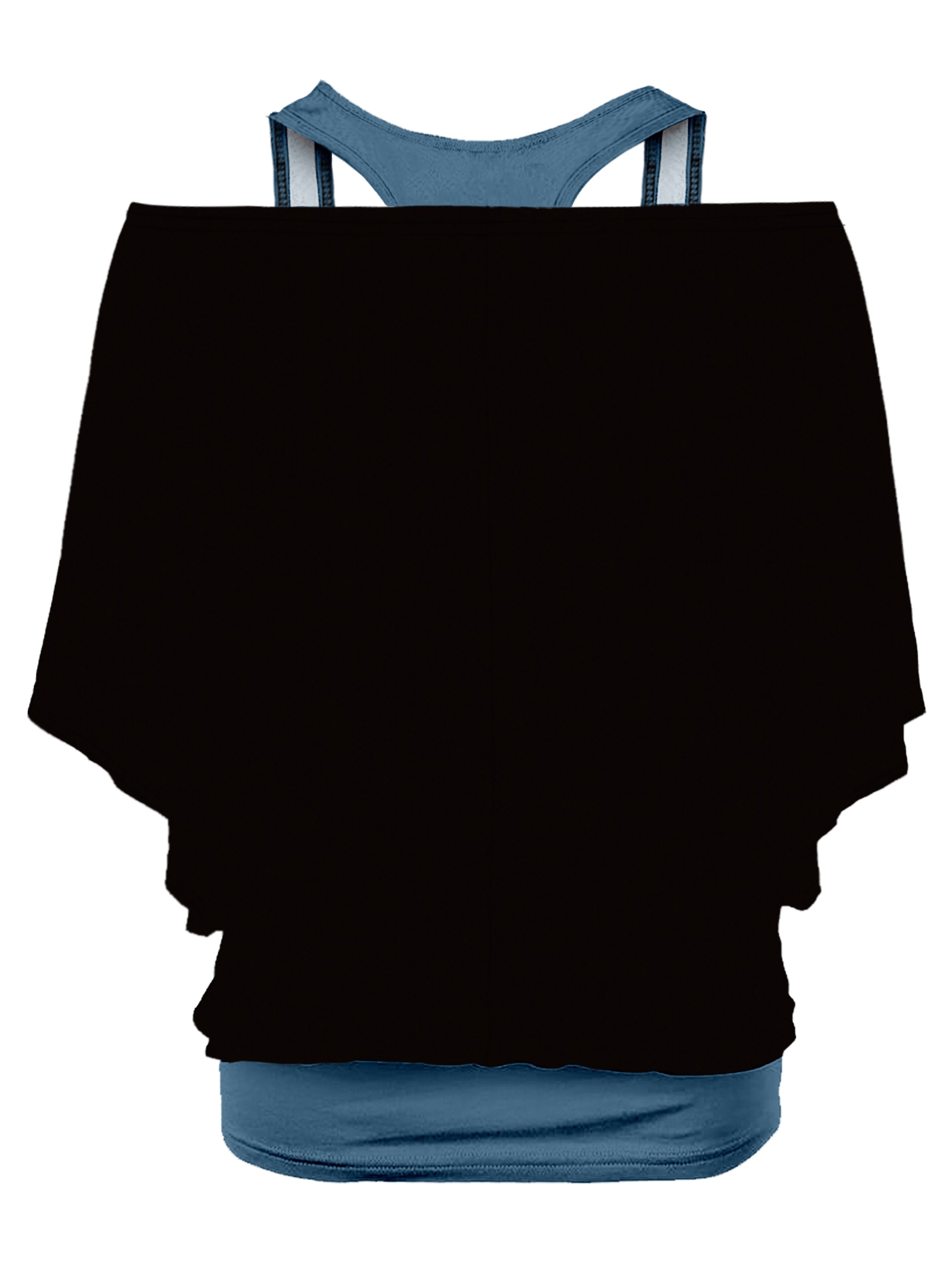 Women's Wolf Flower Art Design Fake Two-Piece Set Off-the-Shoulder Top