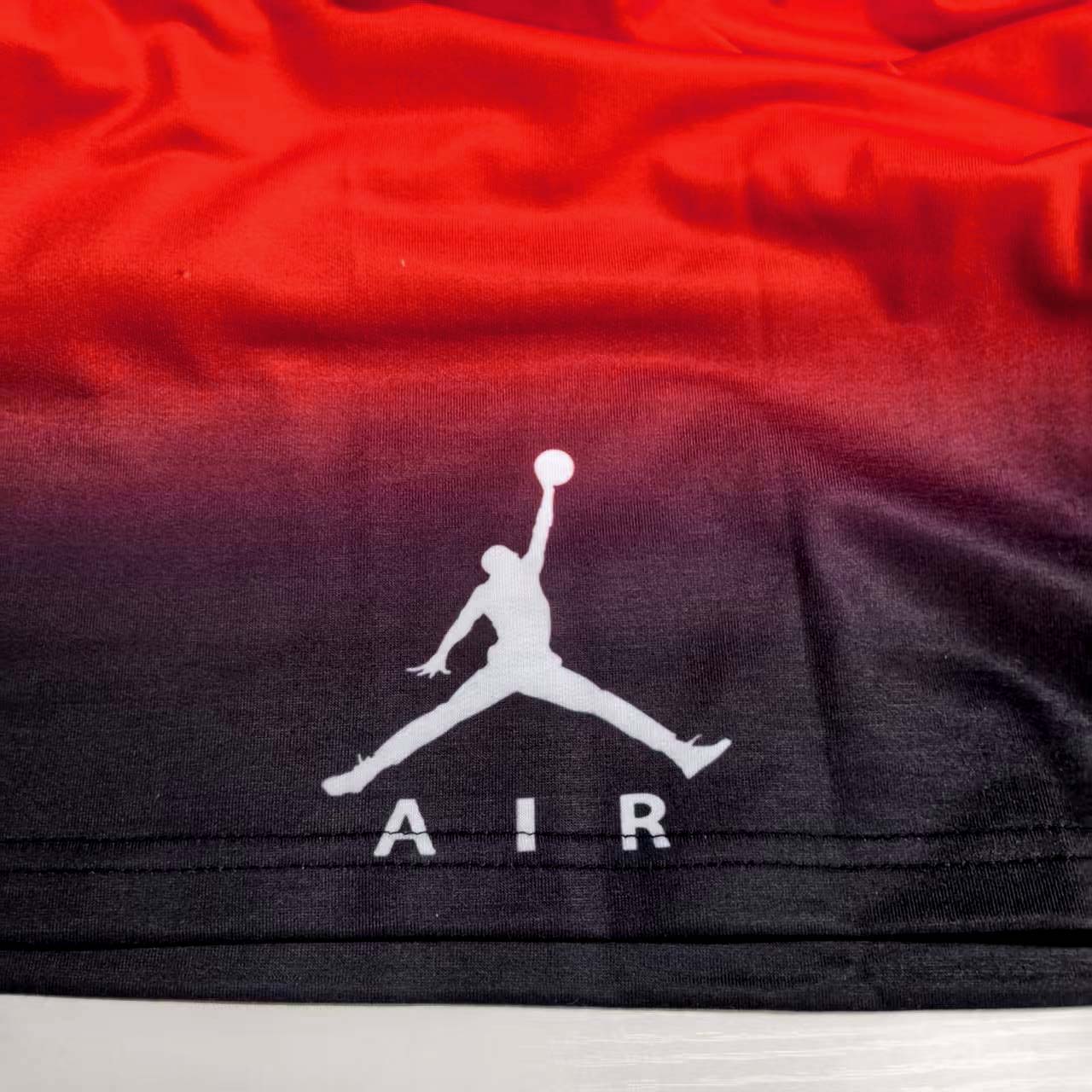 Unisex Black Red Gradient Basketball Print Oversized Streetwear Short-Sleeved T-shirt And Shorts Set