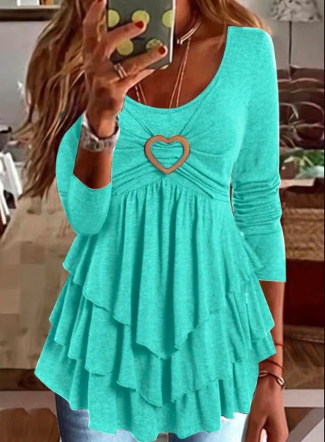 Women's Casual  Heart Short Sleeve Crew Neck T-Shirt