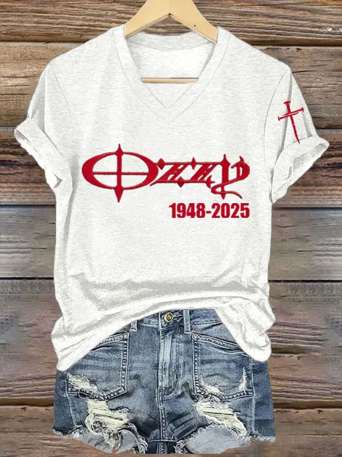 Hot Singer Printed V-Neck T-Shirt